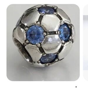 Retired Pandora Blue Soccer Ball bracelet and charm